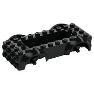Vehicle Base 4 x 10 x 2 1/2 with Mudguards, Wheel Pins and 6 x 2 Centre Recess with 3 Holes, Black Wheel Holders