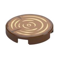 Tile Round 2 x 2 with Bottom Stud Holder with Tree Trunk / Wood Log Print