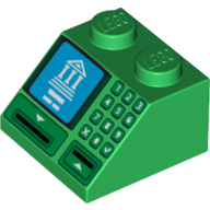 Brick Sloped 45° 2 x 2 with Building on Blue Screen, Card Slot and Keypad Print