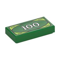 Tile 1 x 2 with '100' Banknote Print