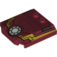 Brick Wedged, Curved Triple 4 x 4 x 2/3 with 2 Studs and Iron Man Armor and Round Arc Reactor Print
