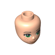 Minidoll Head with Green Eyes, Freckles, Smile Print